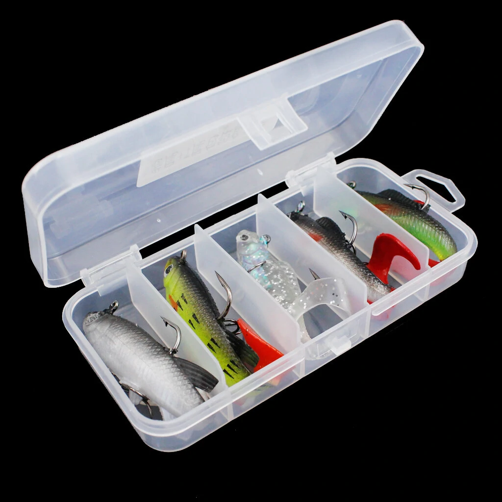 ZANLURE 5pcs Plastic Soft Bait Simulation Fishing Lures 3D Eyes Artificial Bait Swimbaits Kit Fishing Accessories — view 6