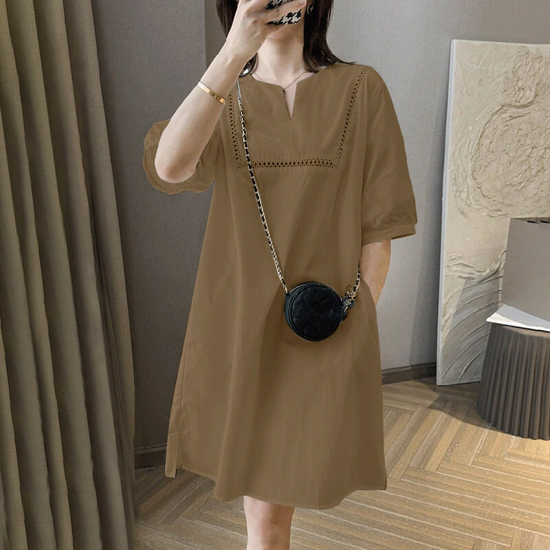 ZANZEA Elegant Style Women's Dresses Bubble Short Sleeve O-Neck Causal Bohemian Midi Dress — view 3