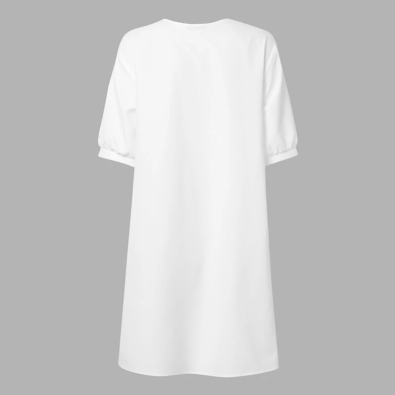 ZANZEA Elegant Style Women's Dresses Bubble Short Sleeve O-Neck Causal Bohemian Midi Dress — view 8