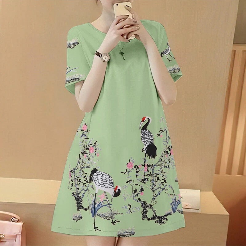 ZANZEA Elegant Style Women's Dresses Casual Short Sleeved Party Floral Printed Loose Mini A-Line Dress — view 2