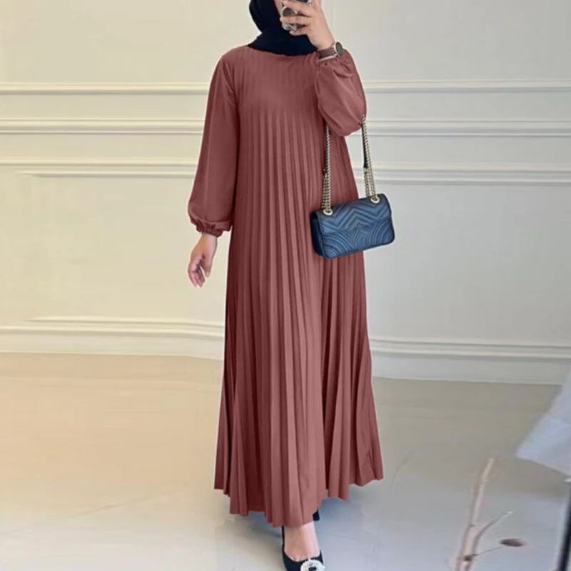 ZANZEA Fashion Women Ethnic Dress Elegant Lantern Sleeve Maxi Dresses Plain A-Line Sundress — view 10