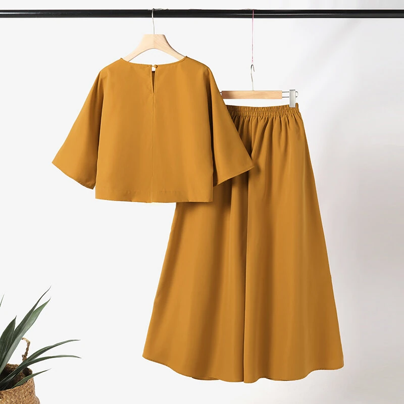 ZANZEA Korean Style Womens Elegant Sets Short Sleeve Blouse Top Wide Leg Loose Trousers Casual Suit — view 4