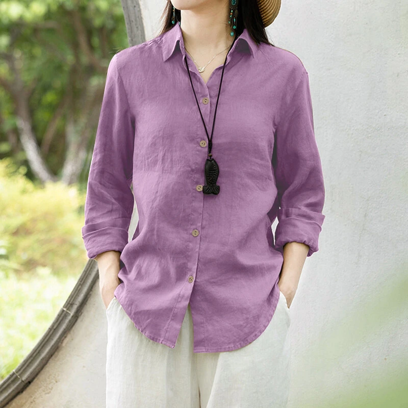 ZANZEA Women Comfortable Solid Color Blouse Fashion Long Sleeve O-Neck Shirt Casual Loose Basic Tops — ZANZEA
