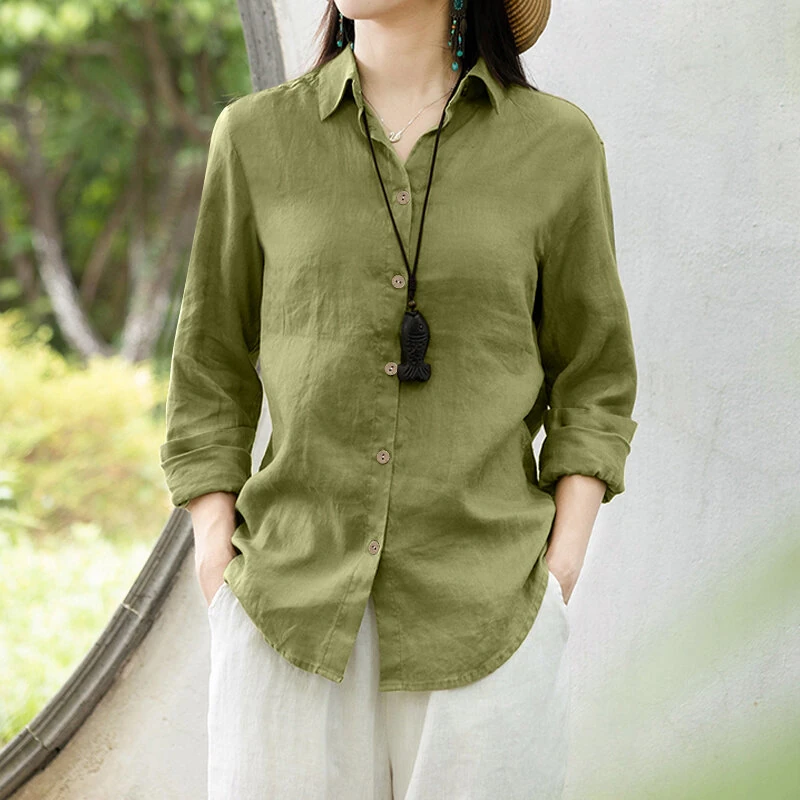 ZANZEA Women Comfortable Solid Color Blouse Fashion Long Sleeve O-Neck Shirt Casual Loose Basic Tops — view 2