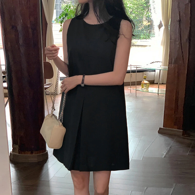 ZANZEA Women Crew Neck Sundress Knee Dresses Oversized Sleeveless Casual Solid Loose Midi Dresses — view 7