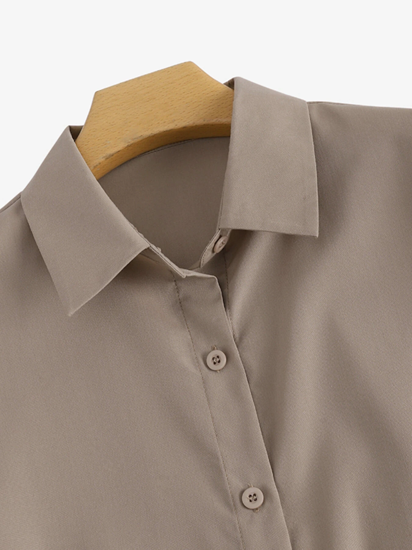 ZANZEA Women Daily Casual 3/4 Length Sleeve Solid Color Shirt Dresses — view 6