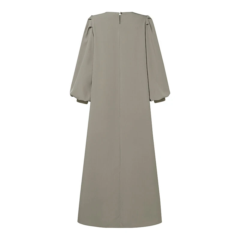 ZANZEA Women Ethnic Stylish Solid Crew Neck Maxi Dress Elegant Lantern Sleeves A-Line Dress — view 5