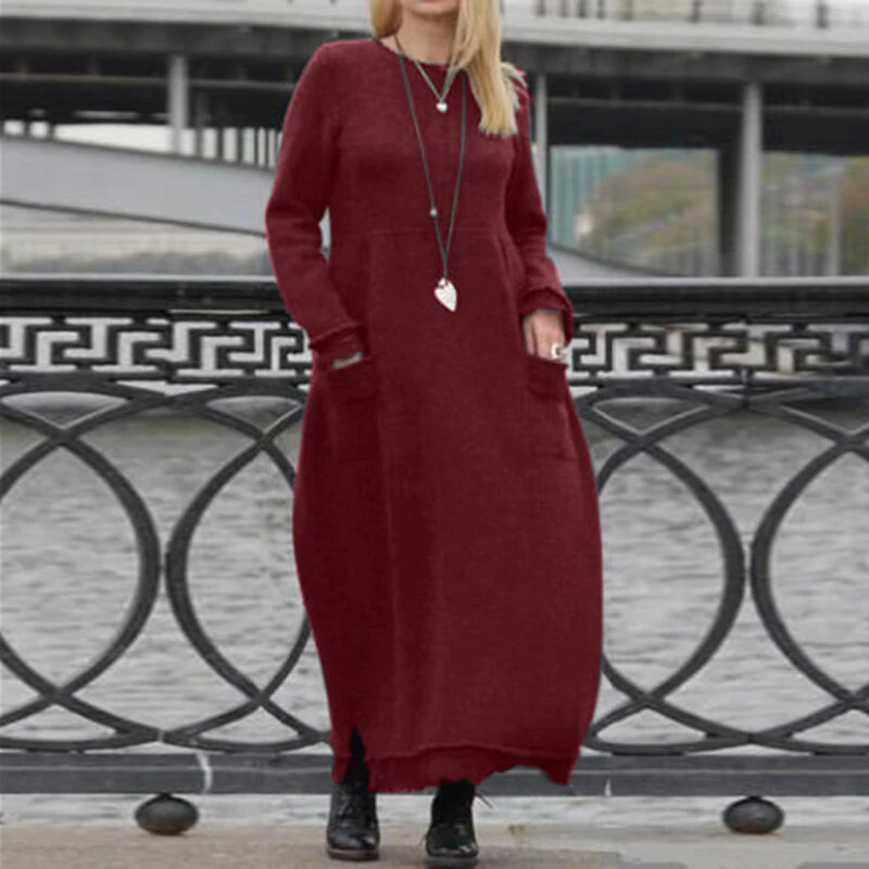 ZANZEA Women Long Sleeved Lace Patchwork Casual Long Maxi Dress for Spring Fall — view 4