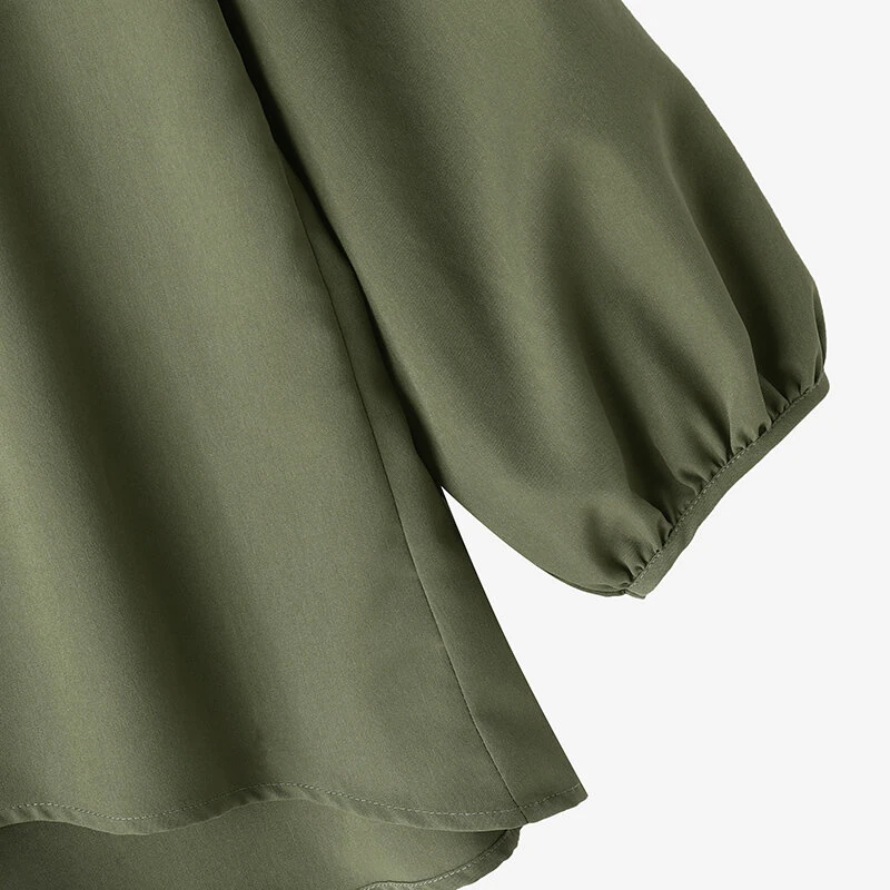 ZANZEA Women's Round Neck Drop Shoulder Lantern Sleeve Loose Casual Solid Blouses — view 6