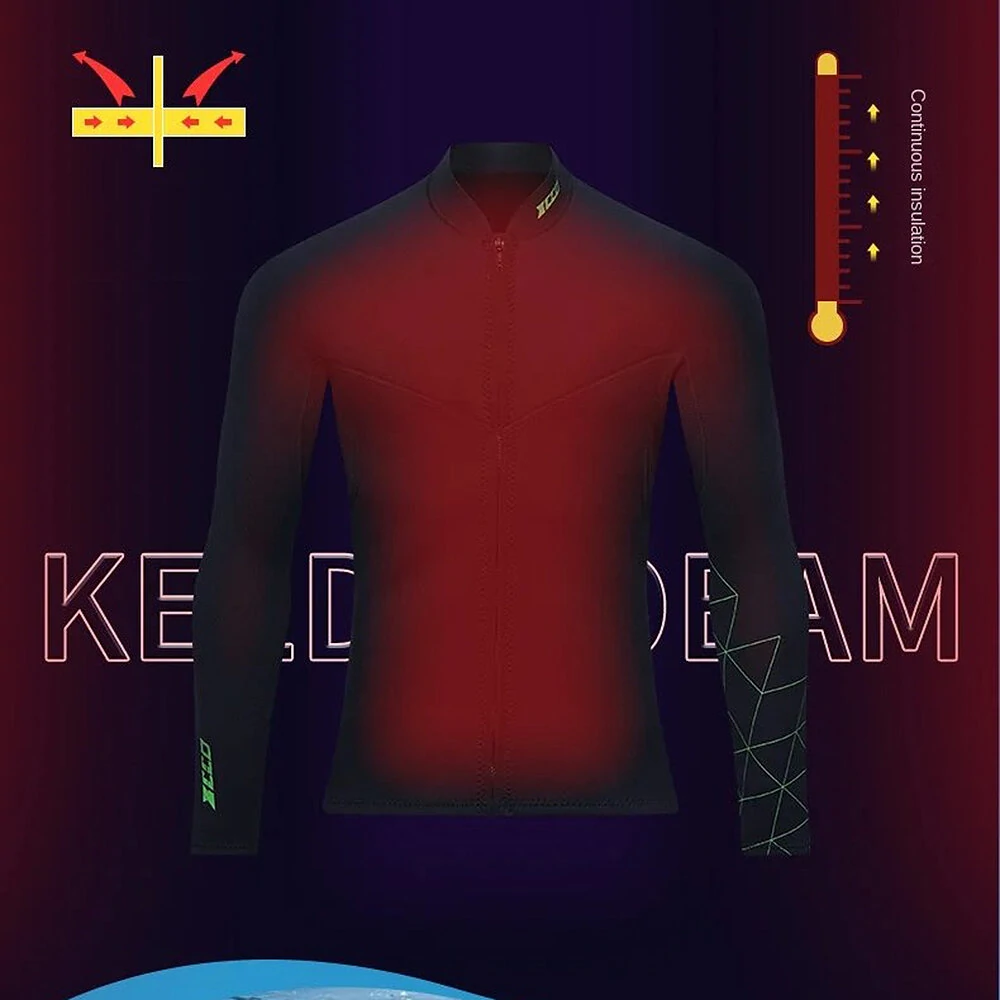 ZCCO 3mm Warm Neoprene Diving Wetsuit Back Zip Wetsuits Split Long Sleeves Thermal Swimsuit for Deep Surfing Swimming Snorkeling Water Sports — view 4