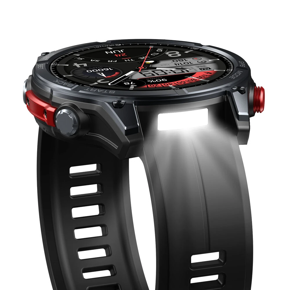 Zeblaze Stratos 4 1.43-inch AMOLED Display GPS 5ATM&IP69K Waterproof Built-in Compass&Barometric Altimeter Voice Assistant bluetooth Call Heart Rate SpO2 Monitor Sleep Monitoring Stress Detection Breathing Exercise Multi-sport Modes Smart Watch with Flash — view 3