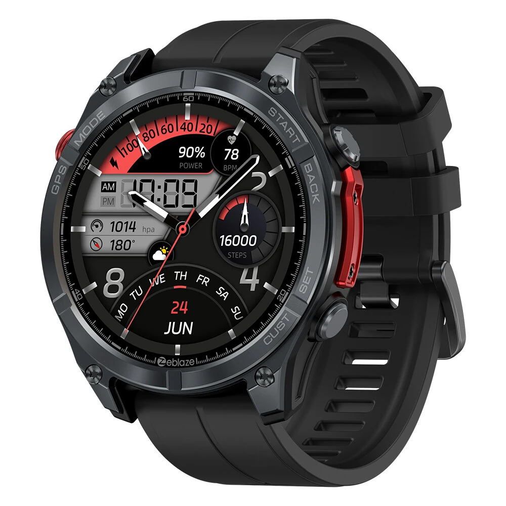 Zeblaze Stratos 4 1.43-inch AMOLED Display GPS 5ATM&IP69K Waterproof Built-in Compass&Barometric Altimeter Voice Assistant bluetooth Call Heart Rate SpO2 Monitor Sleep Monitoring Stress Detection Breathing Exercise Multi-sport Modes Smart Watch with Flash — view 4