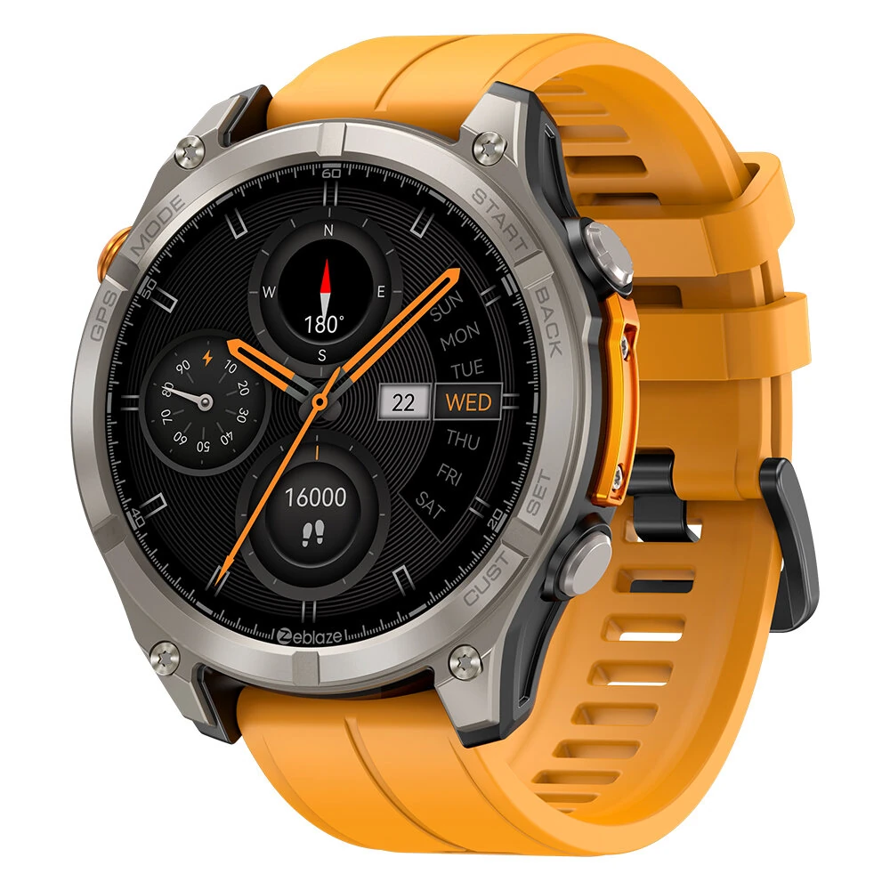 Zeblaze Stratos 4 1.43-inch AMOLED Display GPS 5ATM&IP69K Waterproof Built-in Compass&Barometric Altimeter Voice Assistant bluetooth Call Heart Rate SpO2 Monitor Sleep Monitoring Stress Detection Breathing Exercise Multi-sport Modes Smart Watch with Flash — view 5