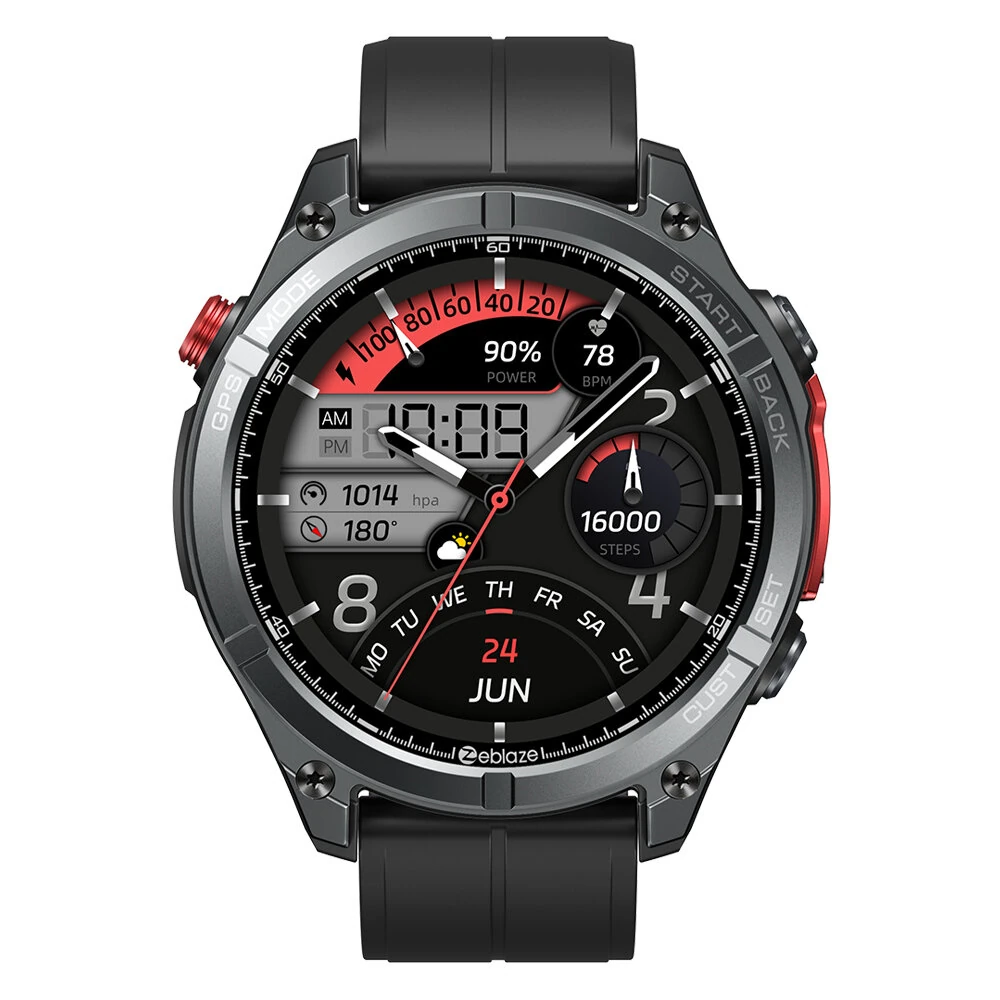 Zeblaze Stratos 4 1.43-inch AMOLED Display GPS 5ATM&IP69K Waterproof Built-in Compass&Barometric Altimeter Voice Assistant bluetooth Call Heart Rate SpO2 Monitor Sleep Monitoring Stress Detection Breathing Exercise Multi-sport Modes Smart Watch with Flash — view 6