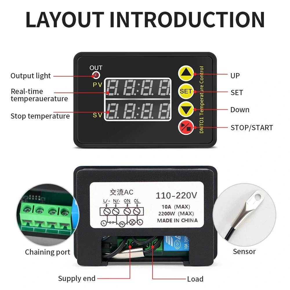 ZFX-G3051 Digital Temperature Controller Microcomputer Thermostat Heating Cooling Control Refrigeration NTC Sensor AC110-220V — view 5