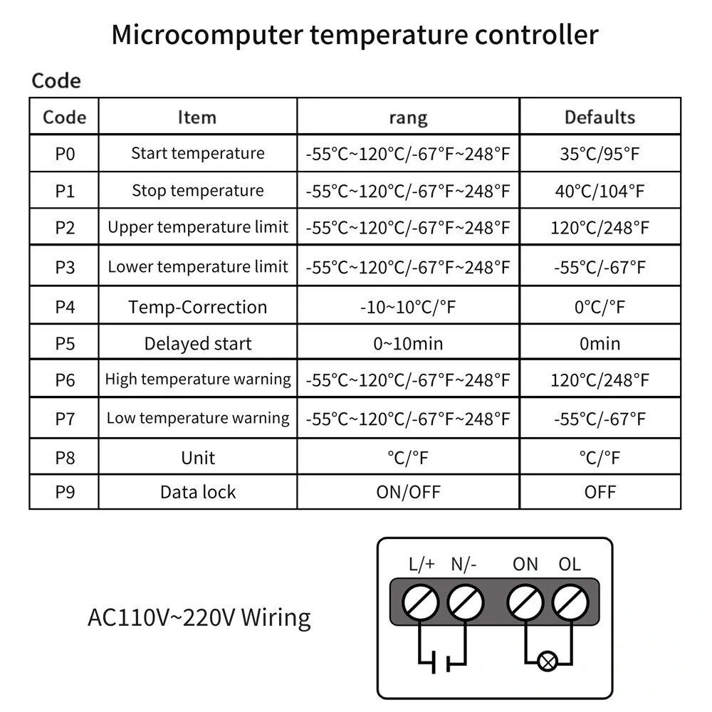 ZFX-G3051 Digital Temperature Controller Microcomputer Thermostat Heating Cooling Control Refrigeration NTC Sensor AC110-220V — view 9