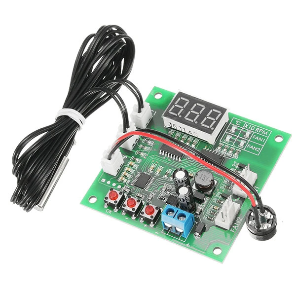 ZHIYU® DC 12V 24V 48V 2 Way Cooling PWM 4 Wire Fan Temperature Controller With Temperature Speed Display And Alarm Function — ZHIYU
