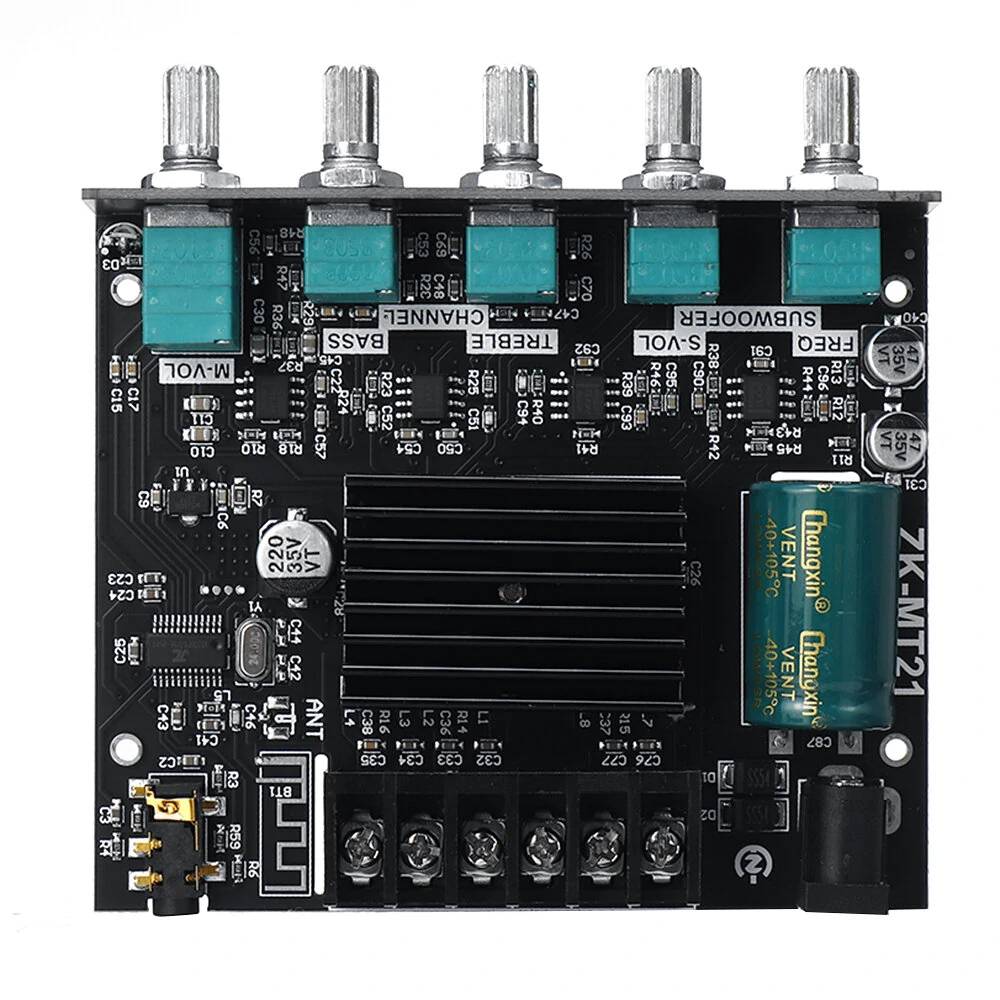 ZK-MT21 bluetooth 5.0 Subwoofer Amplifier Board 50WX2+100W 2.1 Channel Power Audio Stereo Amplifier Tone Board Bass AMP AUX — view 10