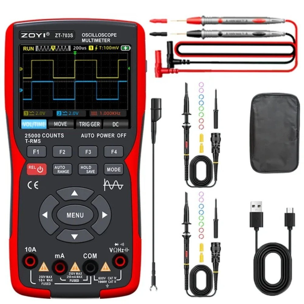 ZOYI 703S 3-in-1 Dual Channel 50MHZ Bandwidth Handheld Oscilloscope Multimeter Generator 280MSa/s High Sampling Professional Oscilloscope 25000 Count Digital Multimeter — view 2