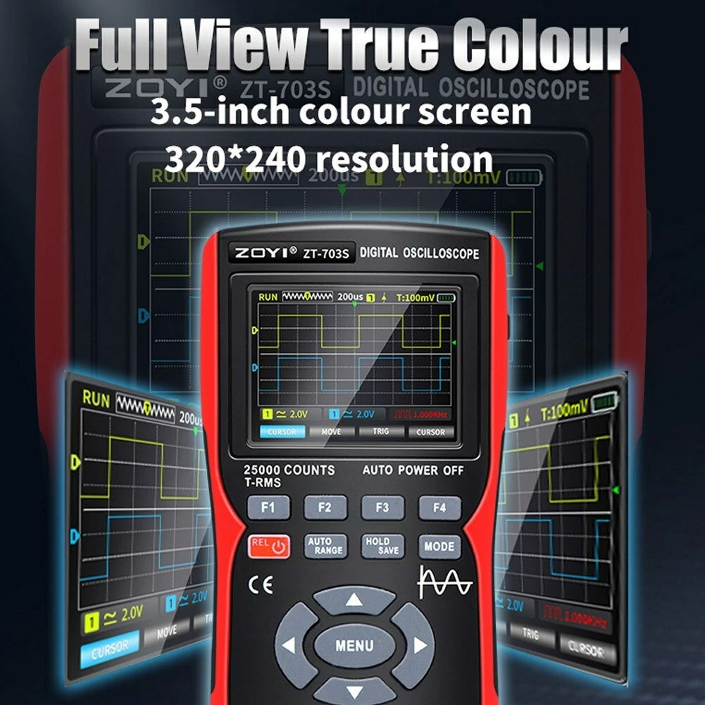 ZOYI 703S 3-in-1 Dual Channel 50MHZ Bandwidth Handheld Oscilloscope Multimeter Generator 280MSa/s High Sampling Professional Oscilloscope 25000 Count Digital Multimeter — view 5