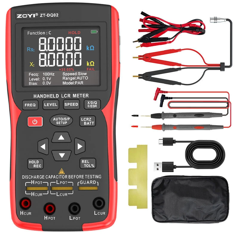 ZOYI ZT-DQ01 ZT-DQ02 Digital LCR Bridge Tester Meter Portable Handheld 0.3% Accuracy Capacitance Resistance Inductance Testing Multiple Frequencies — view 2
