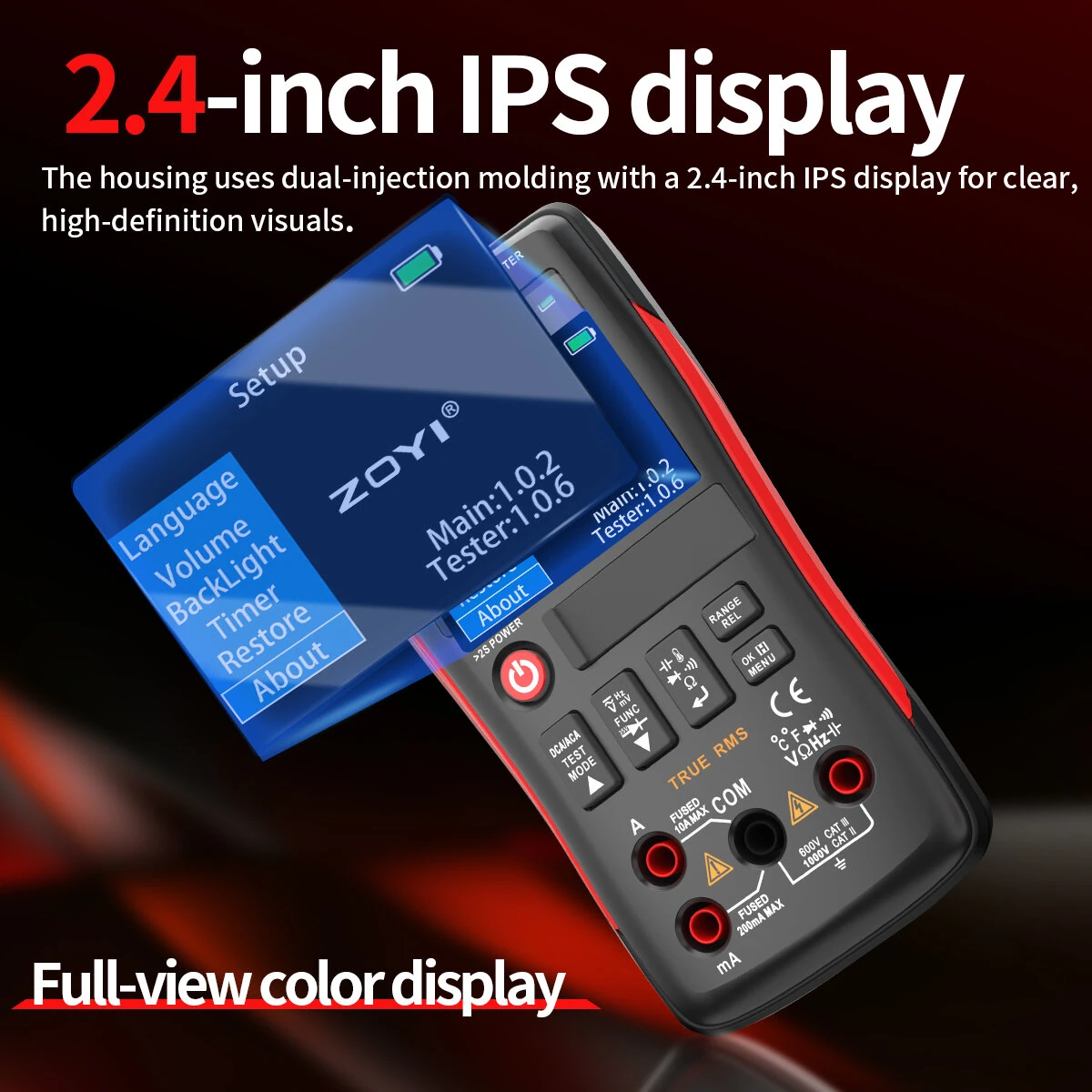 ZOYI ZT-XT1 2-in-1 Transistor Tester Kit Crystal tester Multimeter True RMS 2.4 Inch IPS Screen Resistors Capacitors Diodes MOSFETs Zener Temperature Sensors Semiconductor Testing Supports USB firmware upgrades — view 9