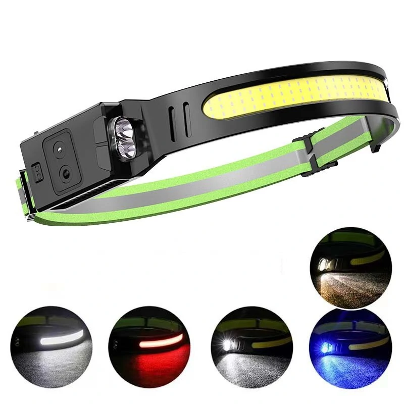 ZTTO 350LM COB Wave Sensor Smart LED Headlamp With USB Rechargeable Battery Yellow/Blue AUX Light Waterproof Head Lamp For Running Fishing Hunting Outdoor Flashlight Work Light Torch — view 3